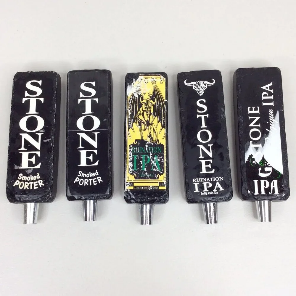Lot of 5 Stone Brewing Tap‎ Handles Suede RuinTen Porter Double Bastard